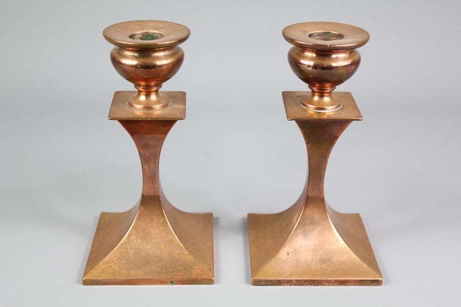 A Pair of Arts & Crafts Copper Candlesticks - Image 2 of 2