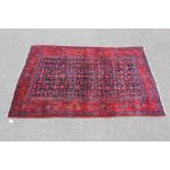 A Tabriz Blue/Red Runner Carpet