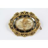 Antique 9ct Gold and Black Enamel Mourning Brooch