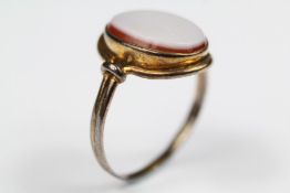 Antique 9ct Gold and Chalcedony Seal Ring