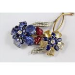 Natural Blue Ceylonese Colour Change Sapphire Brooch