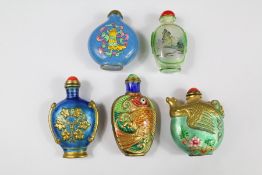 Five 20th Century Chinese Snuff Bottles