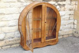 Art Deco Walnut Display Cabinet