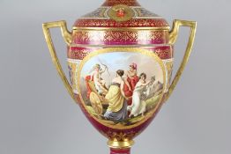 A 19th Century Royal Vienna Centerpiece Vase and Cover