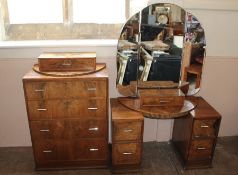 An Art Deco Walnut Dressing Table