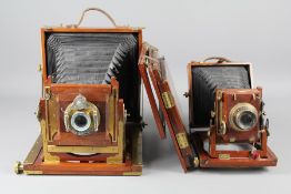 Early 20th Century Mahogany and Brass Folding View Plate Camera's