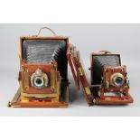 Early 20th Century Mahogany and Brass Folding View Plate Camera's