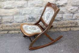 A Fruit Wood Folding Rocking Chair.