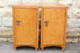 A Pair of Birds Eye Maple Bedside Cabinets