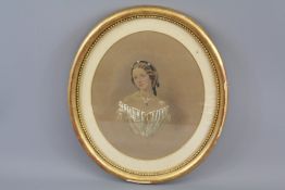 Attributed to J. Carpenter Victorian Oval Watercolour Portraits