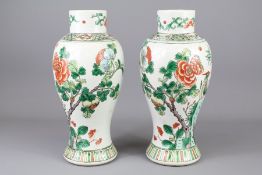 A Pair of Chinese 19th Century Famille Vert Vases