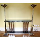 An Antique Art Deco-Style Chrome and Black Console Table