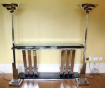 An Antique Art Deco-Style Chrome and Black Console Table