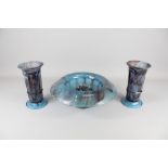 Two Pressed Glass Blue Vases