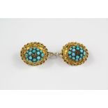 A Pair of Antique 15ct Gold and Turquoise Earrings
