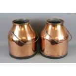 A Pair of Antique Copper Milk Churns