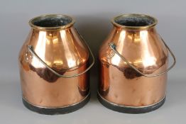 A Pair of Antique Copper Milk Churns