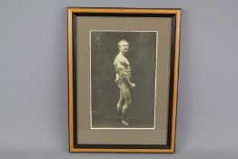 A Sepia Photo Print on Card of Strongman Eugene Sandow