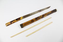 A Pair of Antique Chinese Chop Sticks and Knife