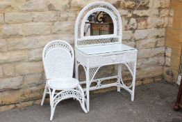 A White Wicker Dressing Table