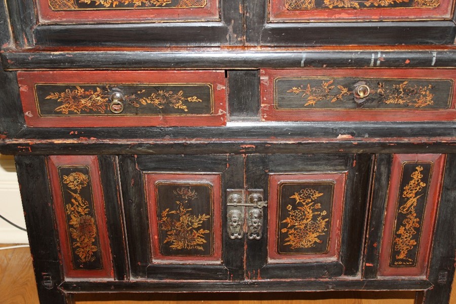 A Large Chinese Marriage Cupboard - Image 5 of 7