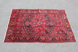 A Hamedan Red/Blue Runner Carpet