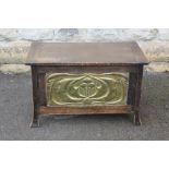 An Art Nouveau Copper and Oak Log Box