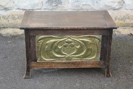 An Art Nouveau Copper and Oak Log Box