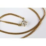 A Lady's Solitaire Diamond Pendant Necklace