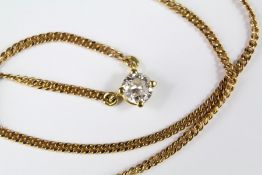 A Lady's Solitaire Diamond Pendant Necklace