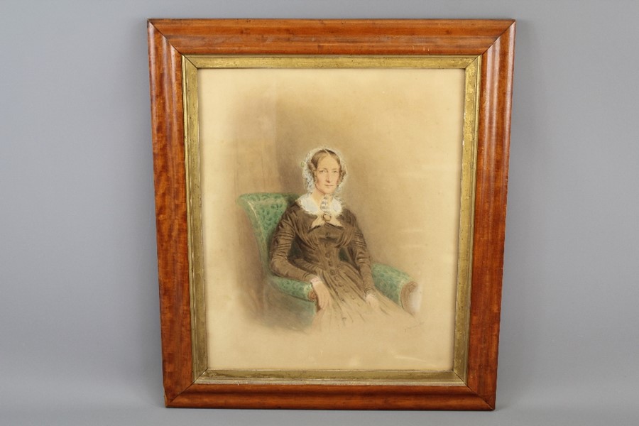 J. Carpenter - Two Victorian Portrait Watercolours on Buff Paper - Image 3 of 5