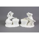 A Pair of Victorian Blanc De Chine Figurines