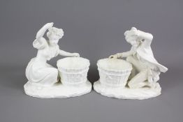 A Pair of Victorian Blanc De Chine Figurines