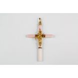 An 18ct Antique Yellow Gold, Seed Pearl and Coral Cross