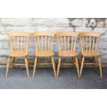 Four Heavy Oak Kitchen Chairs