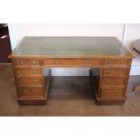 An Edwardian Oak Twin Pedestal Partners Desk