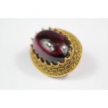 An Antique 14ct Gold Cabochon Garnet Brooch