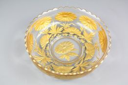 A Fine 19th Century Bohemian Crystal and Gilded Floral Bowl