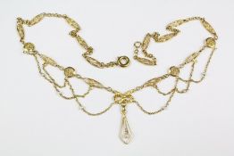 A Fine 9ct Yellow Gold and Seed Pearl Necklace