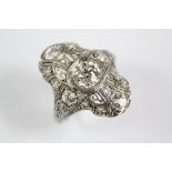 A Platinum Art Deco Filigree Diamond Ring