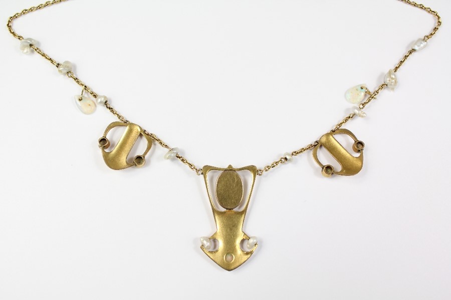 Art Nouveau Gold and Gem-set Necklace - Image 3 of 3