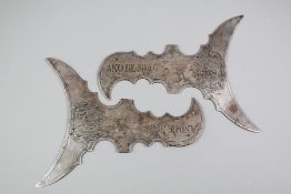 A Pair of 19th Century Spanish Steel Pike Heads