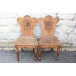 A Pair of Antique Oak Hall Chairs