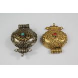Two Tibetan Silver and Silver Gilt G'au - Amulet Box Covers