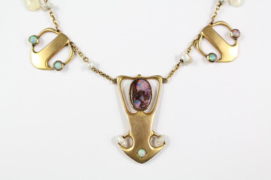 Art Nouveau Gold and Gem-set Necklace - Image 2 of 3