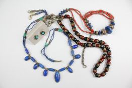 An Antique Syrian Silver and Lapis Lazuli Necklace