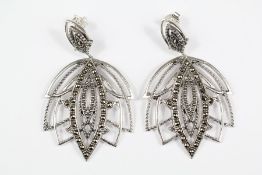 A Pair of Silver Art Deco-Style Drop Earrings