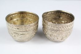 A Pair of Victorian Circular Silver Salts