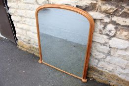 A Large Pine Framed Over-Mantel Mirror