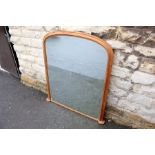 A Large Pine Framed Over-Mantel Mirror